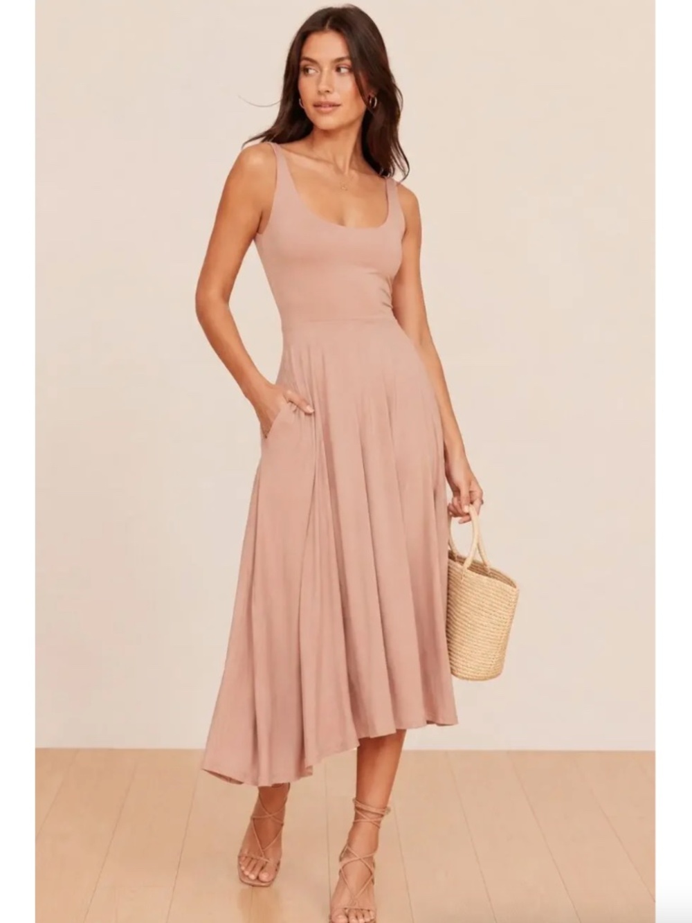Reformation Jeans Rou Knit Midi Dress Blush Pink Women’s Size Small